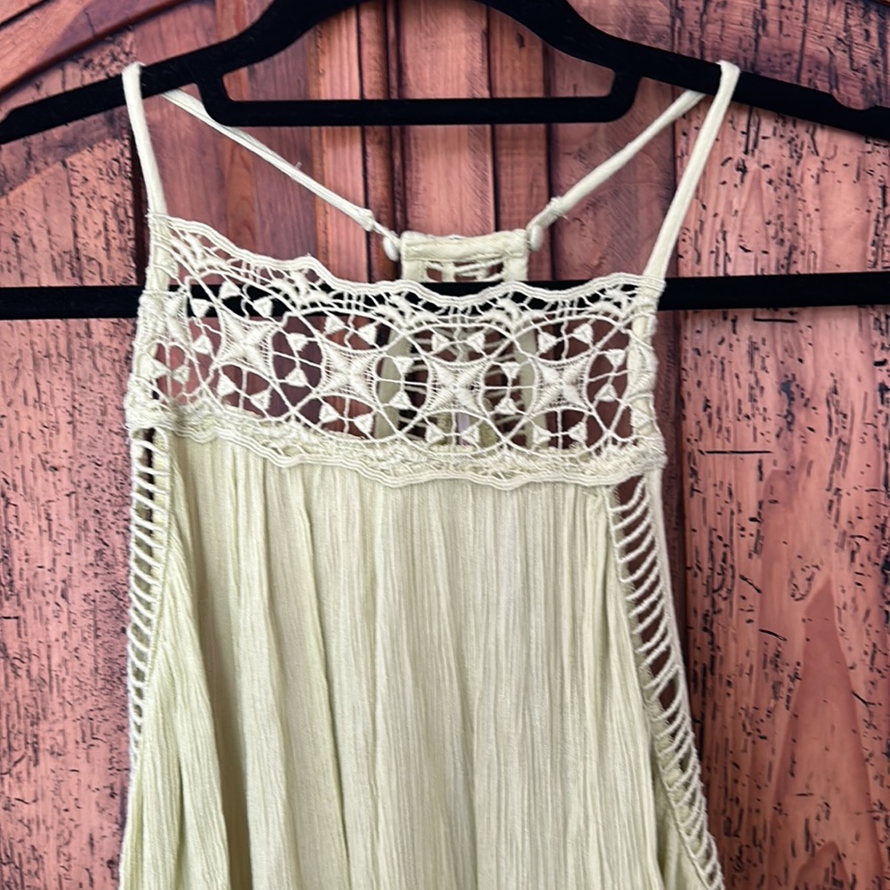 Free People Sky Full of Stars Lime Green Lace Halter Swing Dress Tunic Top - Picture 7 of 11